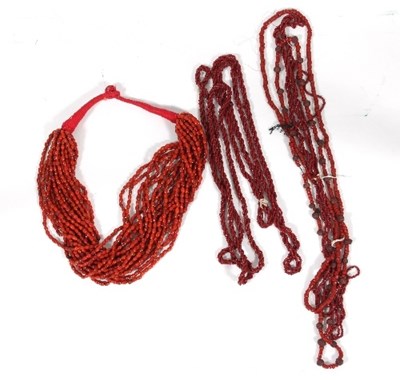 Lot 407 - A quantity of coral necklaces including...