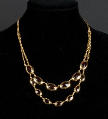 Lot 443 - A two-row synthetic ruby necklace, the upper...