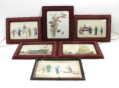 Lot 486 - Five 19th Century Chinese pith paper paintings,...