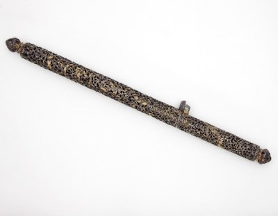 Lot 516 - A 17th Century Tibetan gilt metal scroll...