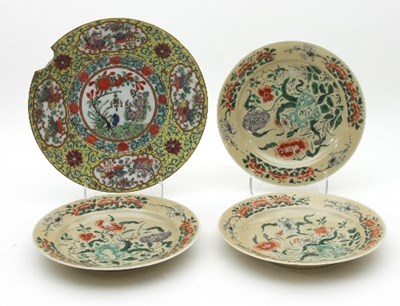 Lot 536 - Three Chinese plates, Qianlong circa 1780,...