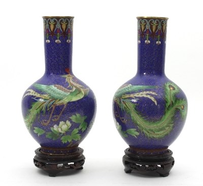 Lot 551 - A pair of early 20th Century cloisonne vases...