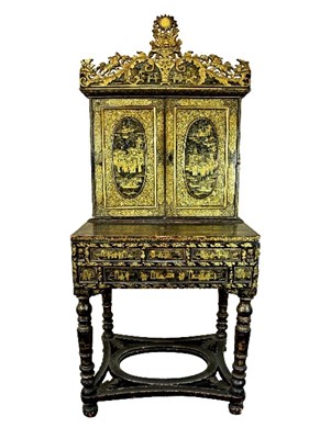 Lot 564 - A 19th Century Chinese export lacquer cabinet,...