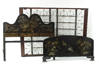 Lot 689 - A 'Vono' chinoiserie double bed, the headboard...