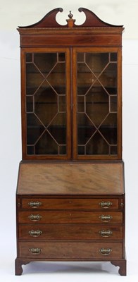 Lot 722 - A Regency mahogany bureau bookcase, with...