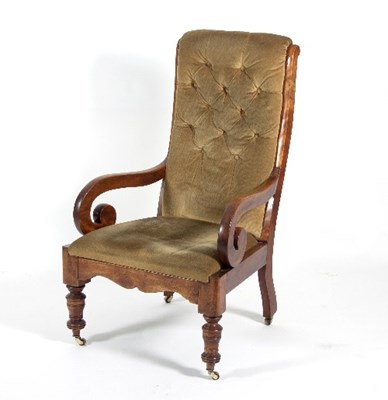 Lot 747 - A stained beech framed open armchair with...