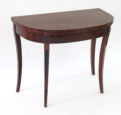 Lot 756 - A Regency mahogany and ebony inlaid tea table...