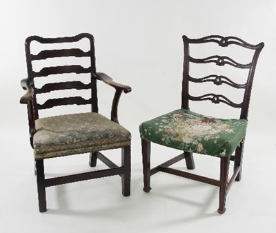 Lot 763 - A Georgian mahogany ladder back single chair...