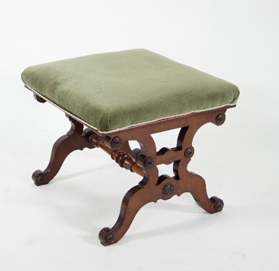 Lot 774 - A Victorian mahogany stool with upholstered...