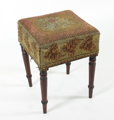 Lot 782 - A George IV stool with needlework top on...