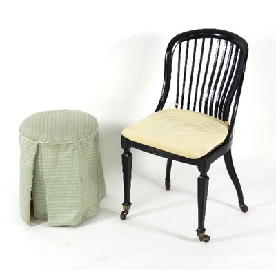 Lot 786 - An ebonised splat back chair with upholstered...