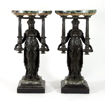 Lot 809 - A pair of 19th Century bronze Empire figural...