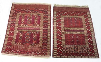 Lot 825 - A near pair of Caucasian prayer rugs, the...