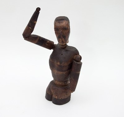 Lot 852 - A carved wood lay figure of a gentleman, with...