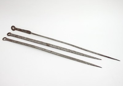 Lot 856 - Three 18th Century steel skewers, two of...