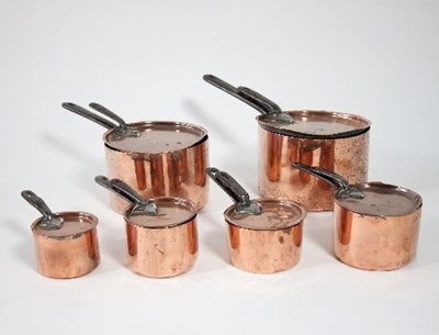 Lot 887 - A closely matched graduated set of six copper...