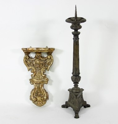 Lot 891 - A gilt plaster wall bracket with scroll...