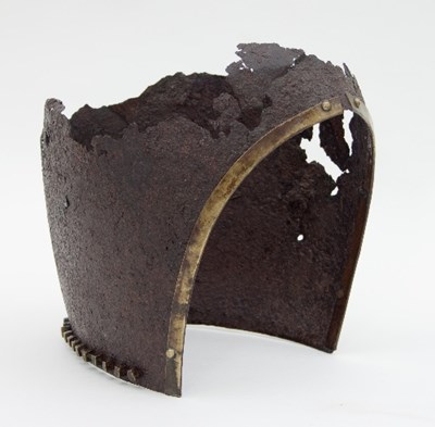 Lot 906 - The remains of a bassinet helmet with later...