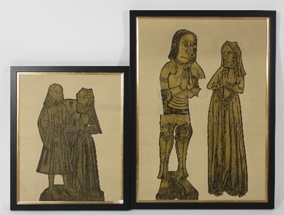 Lot 914 - A brass rubbing of a Medieval man and wife/in...