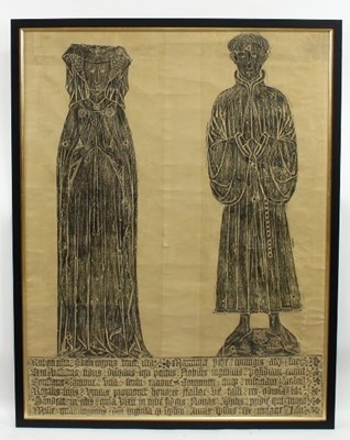 Lot 917 - A brass rubbing of Burgess Cole and his wife...