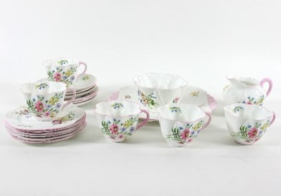 Lot 960 - A Shelley 'Wild Flowers' tea set, comprising...