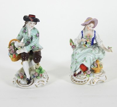 Lot 975 - A pair of Continental figures, the flower...