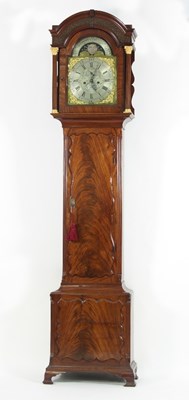 Lot 996 - A Georgian mahogany longcase clock, the arched...