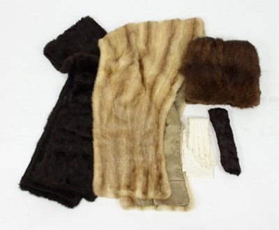 Lot 1005 - Two mink fur stoles, a mink muff, a mink...