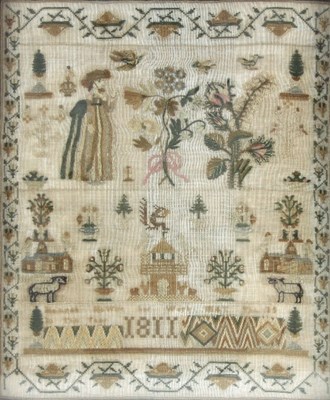 Lot 1007 - A Regency needlework sampler, worked by Hannah...