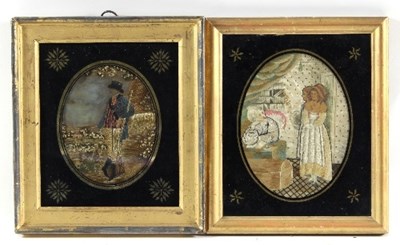 Lot 1014 - A Georgian painted and silkwork picture of a...