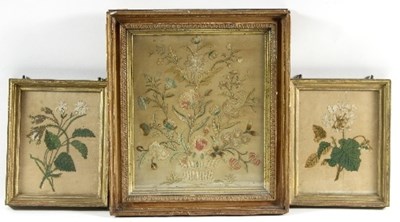 Lot 1019 - A Georgian silkwork picture of a basket of...