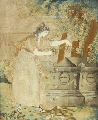 Lot 1026 - A Georgian silkwork picture of a woman...