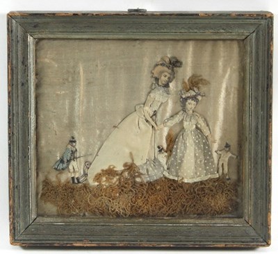 Lot 1027 - A Georgian needlework picture with painted...