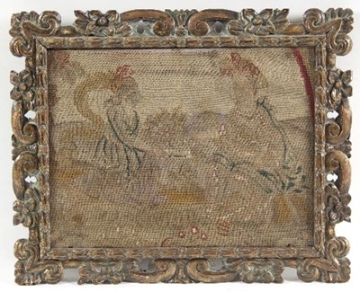 Lot 1036 - A fragment of 18th century needlework...