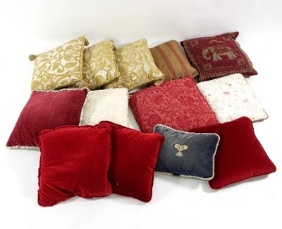 Lot 1041 - Thirteen cushions, jacquard, velvet etc