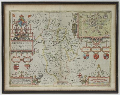 Lot 1053 - J Speed/Bedfordshire/inset map of Bedford/hand...