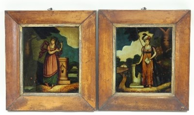 Lot 1058 - A pair of Georgian reverse glass...