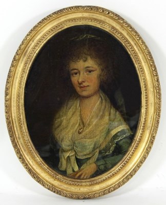 Lot 1103 - After Romney/Portrait of a Lady/wearing a lace...