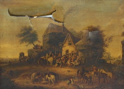 Lot 1119 - Manner of David Teniers/Figures outside a...