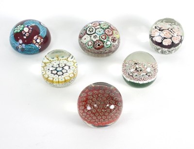 Lot 6 - A group of six Murano glass paperweights,...