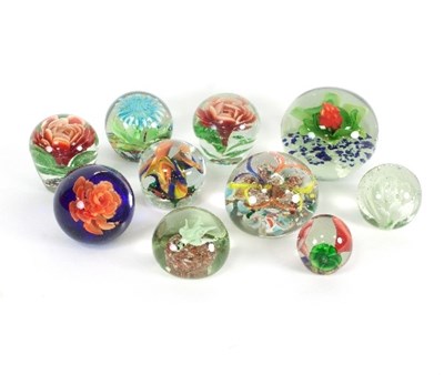 Lot 7 - A group of ten Murano glass paperweights,...
