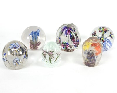 Lot 18 - A group of six floral decorated glass...