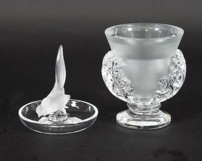Lot 23 - A Lalique frosted glass thistle vase, with...