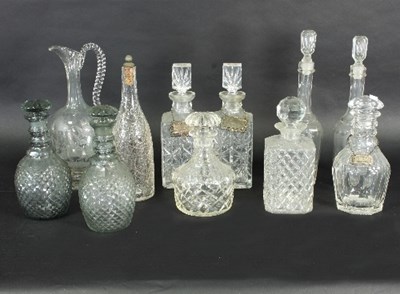Lot 28 - A pair of Victorian style glass decanters with...
