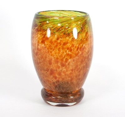 Lot 29 - A large studio glass vase with mottled orange...