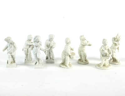 Lot 46 - Four white glazed KPM figures, the four...