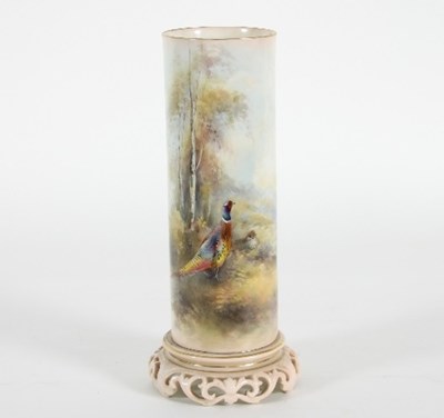 Lot 65 - A Royal Worcester spill vase, painted in the...
