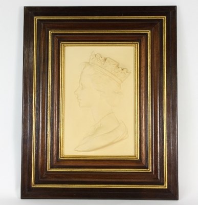 Lot 68 - A Royal Worcester bas-relief portrait of Her...