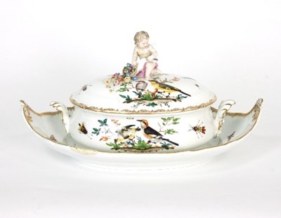 Lot 98 - A Meissen oval tureen, cover and stand, late...