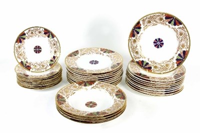 Lot 100 - A Spode part dinner service decorated in Imari...